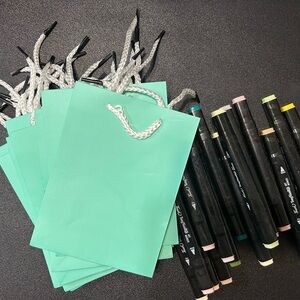 Mint Green Party Favor Bags and markers